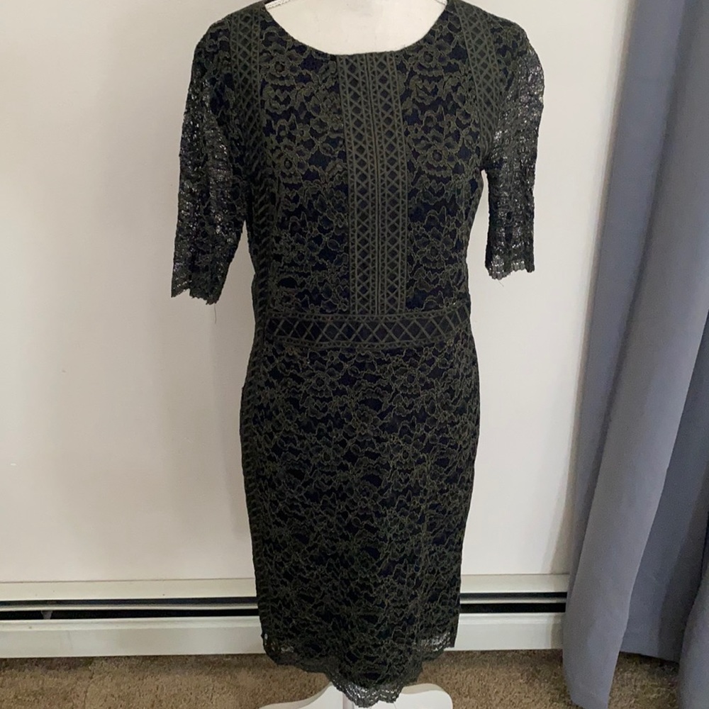 Green & black lace dress